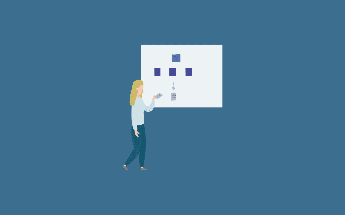 Illustration of a woman at a whiteboard